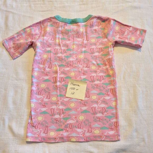 Hanna Andersson girls size 150 or 12 short sleeve pajama top flamingo design - Picture 2 of 3
